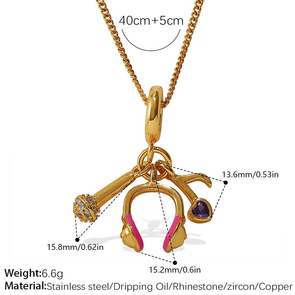 Retro Style Cartoon DIY High Heels Pendant Necklace Stainless Steel Gold-plated Premium Versatile Jewelry Women