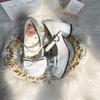 Sweet and cute lolita girl medium and high heel Mary Jane shoes round head bow light mouth one-word buckle belt jk single shoes