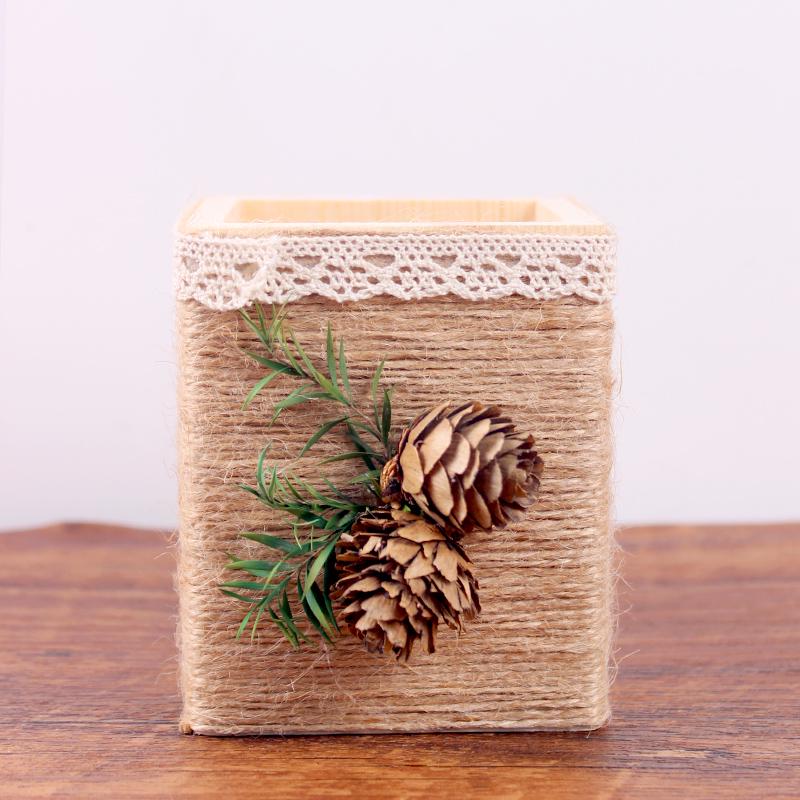Handmade Jute Rope Pen Holder: DIY Material Kit for Flower Creation & Office Storage