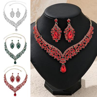 Luxusní svatební náhrdelník a náušnice s kamínky pro ženy - Elegantní šperky na večerní párty