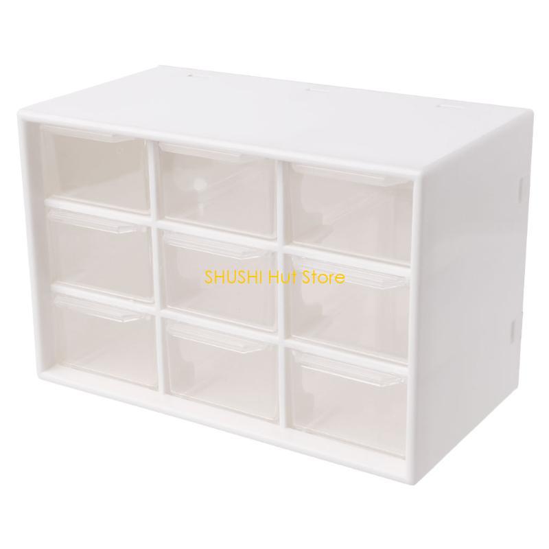 

9 Drawer Plastic Storage Cabinet Desktop Makeup Bin Box Jewellery D57B білий