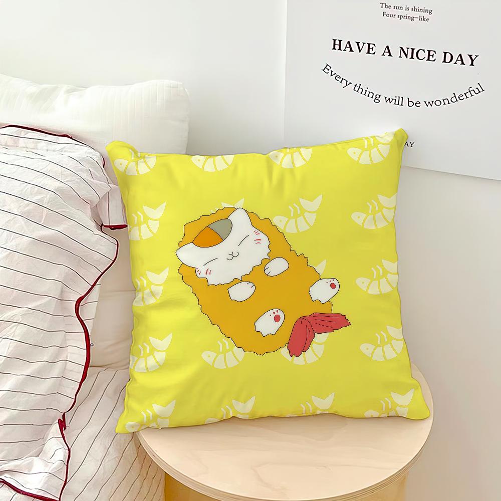 Anime Art Cute Cat N-Nyanko Sensei M-Madara Soft Pillowcase Sofa Home Living Room Bedside Decor Pillow Cover Gift Party Hogar