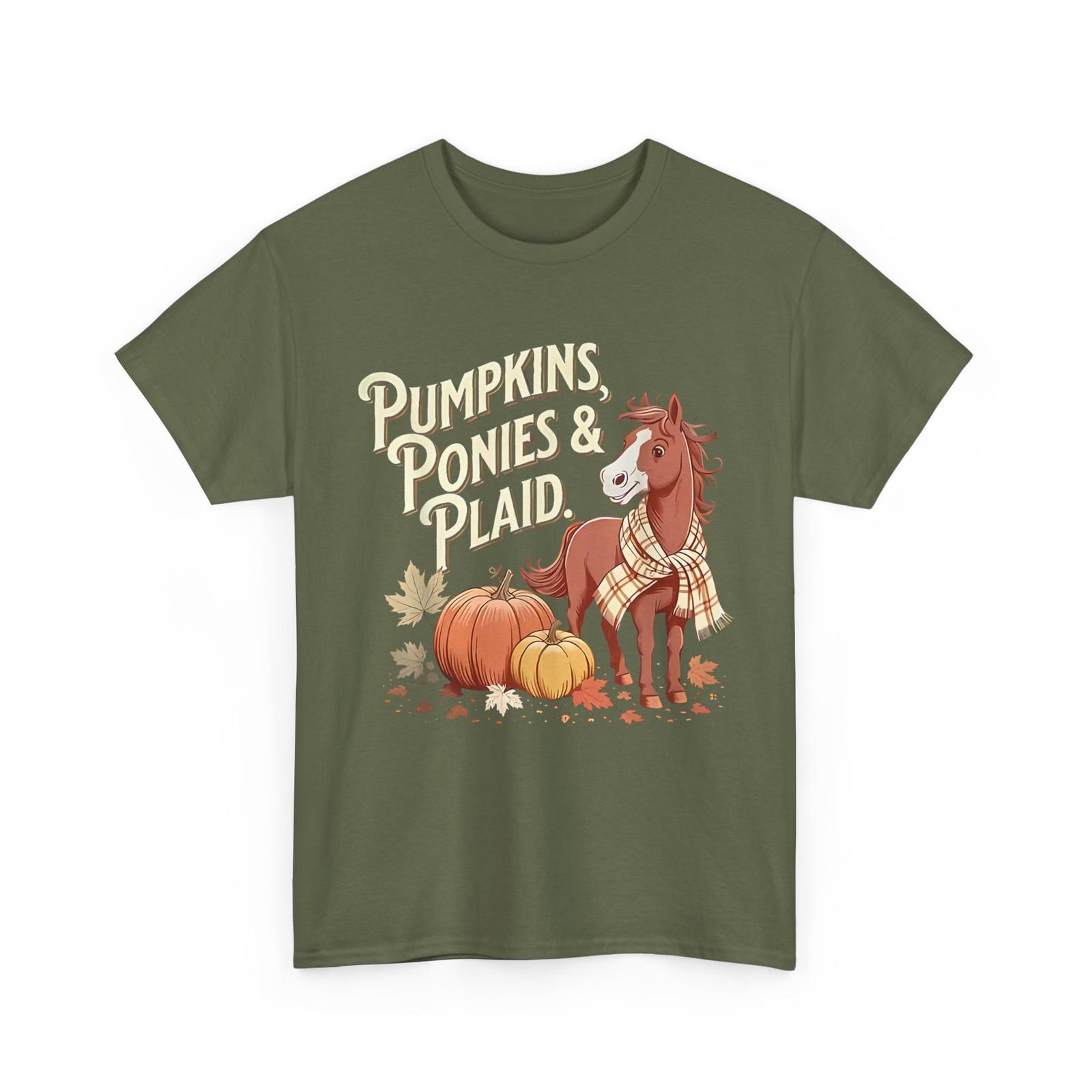 Pumpkins Ponies & Plaid T-Shirt Funny quotes about horses XXXL