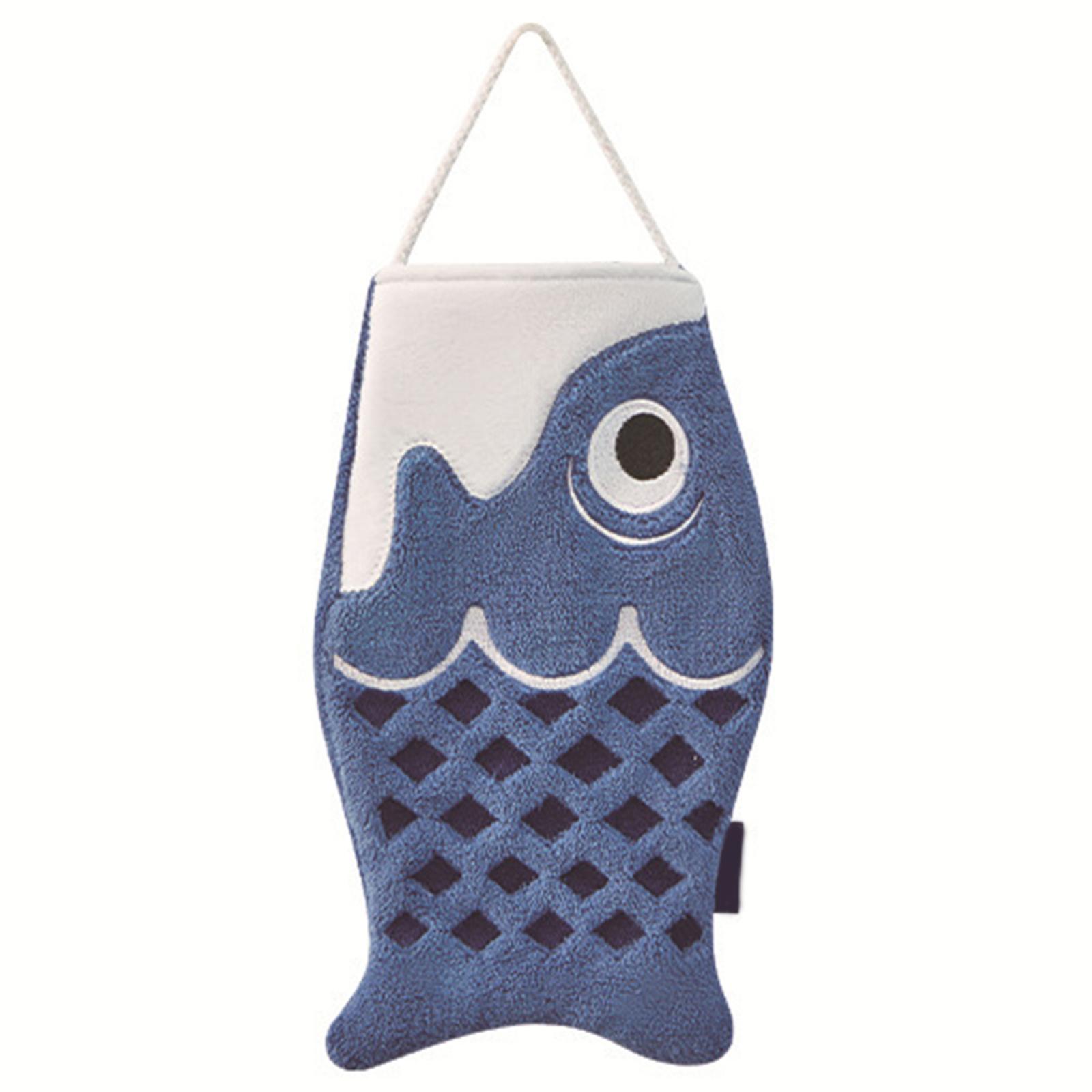 

Japanese Carp Hand Towel Hanging Type for Bathroom and Kitchen Creative Cartoon Bath Towel Dry Your Hand Instantly синий