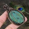 Tibetan Turquoise Gemstone Copper Wire Wrap Jewelry Pendant 2.96