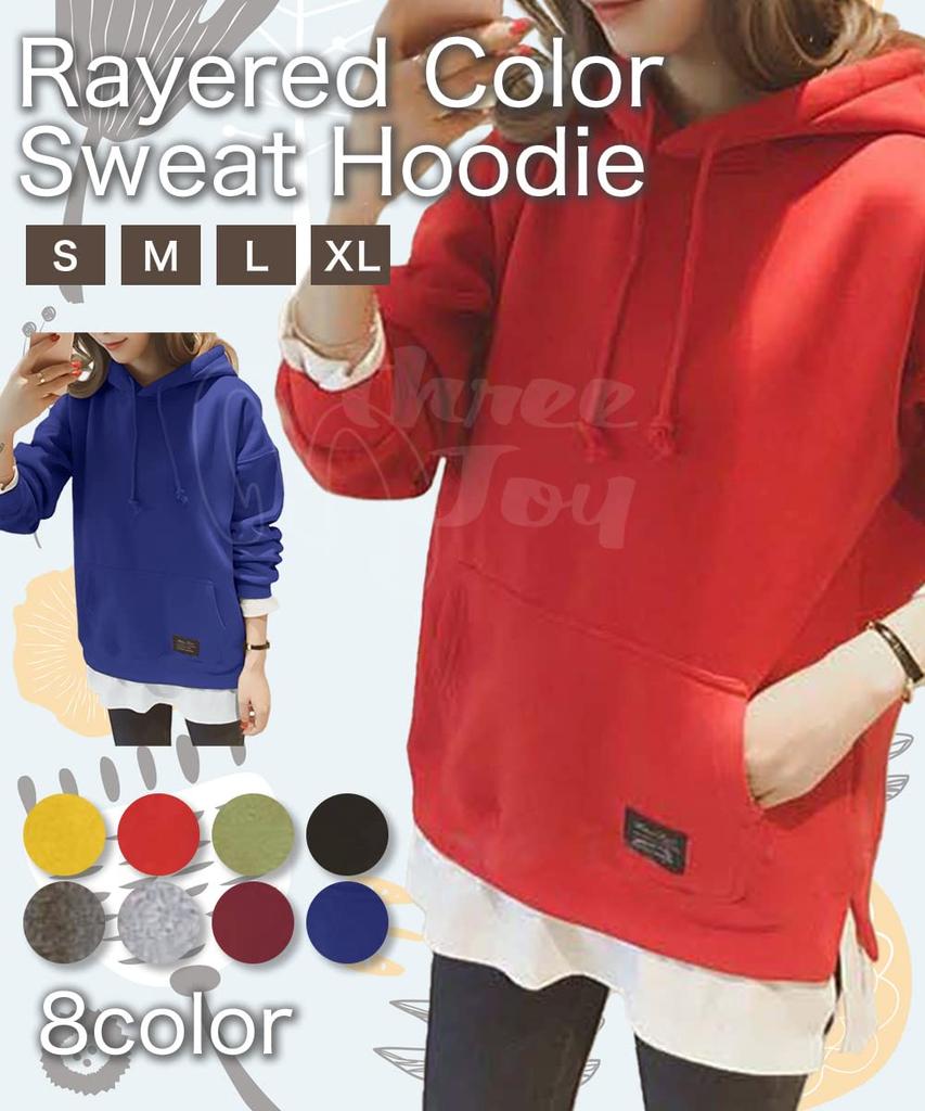 Tre Joy Kvinnors Lös Passform Koreansk Stil Huvtröja Sweatshirt, Vinröd, Storlek S