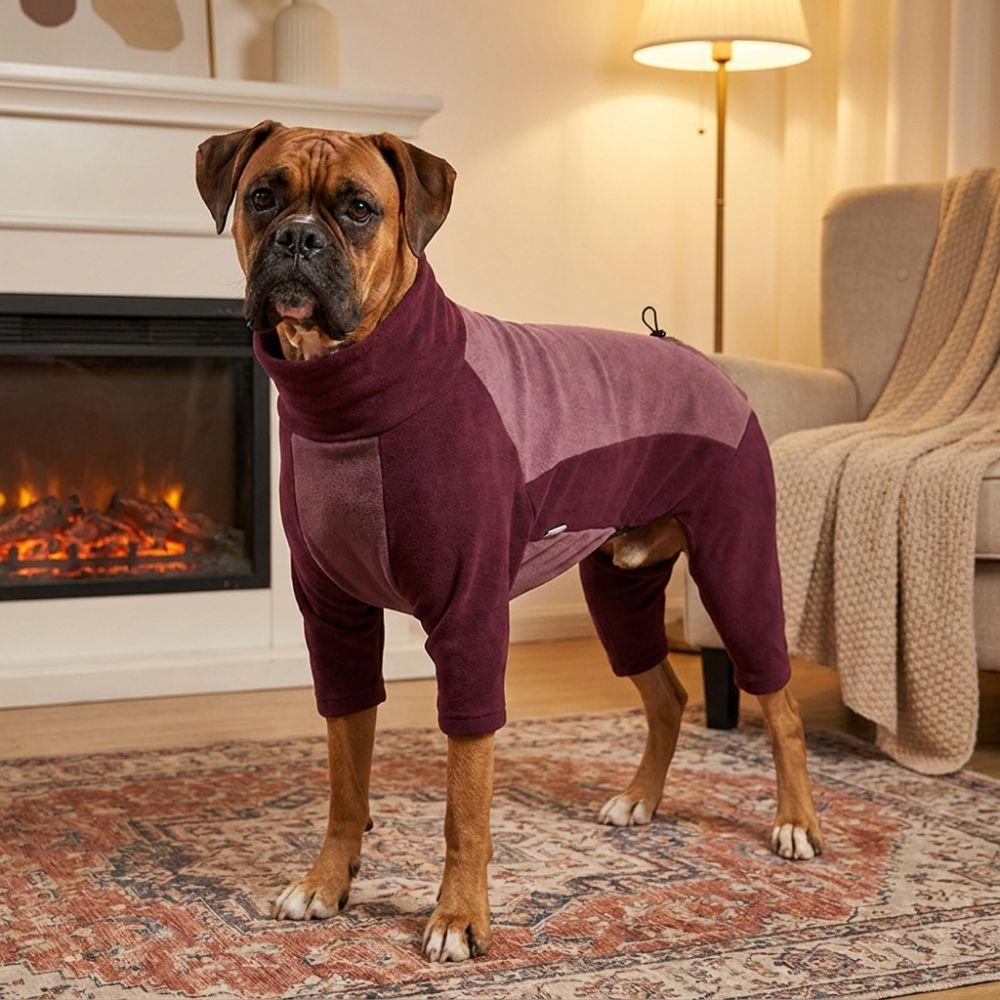 High Stretch Fleece Dog Jumpsuit Soft Warm Dog Warm Pajamas Dog Winter Home Outfit  Sleeping