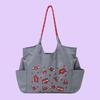 Embroidered Eco Bag Heart Gray