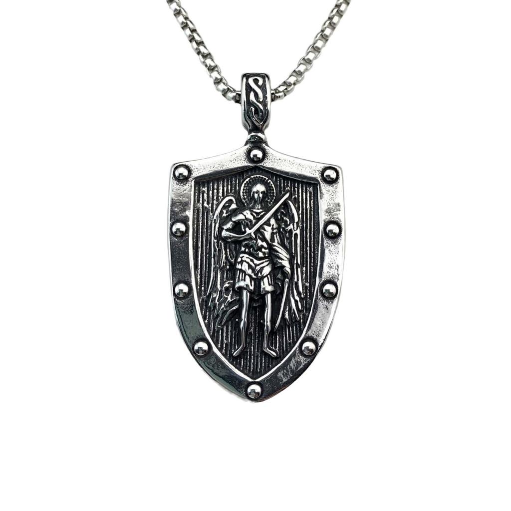 Halskette Griechischer Kriegsgott Engelsflügel Schild Herren Trendy Retro Anhänger