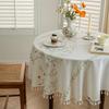 Waterproof Cotton Linen Embroidered Tablecloth for Dining or Coffee Table