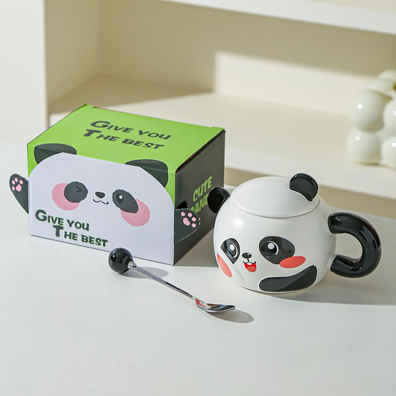 Creative panda water cup mug home office ceramic cup gift cartoon breakfast cup souvenir