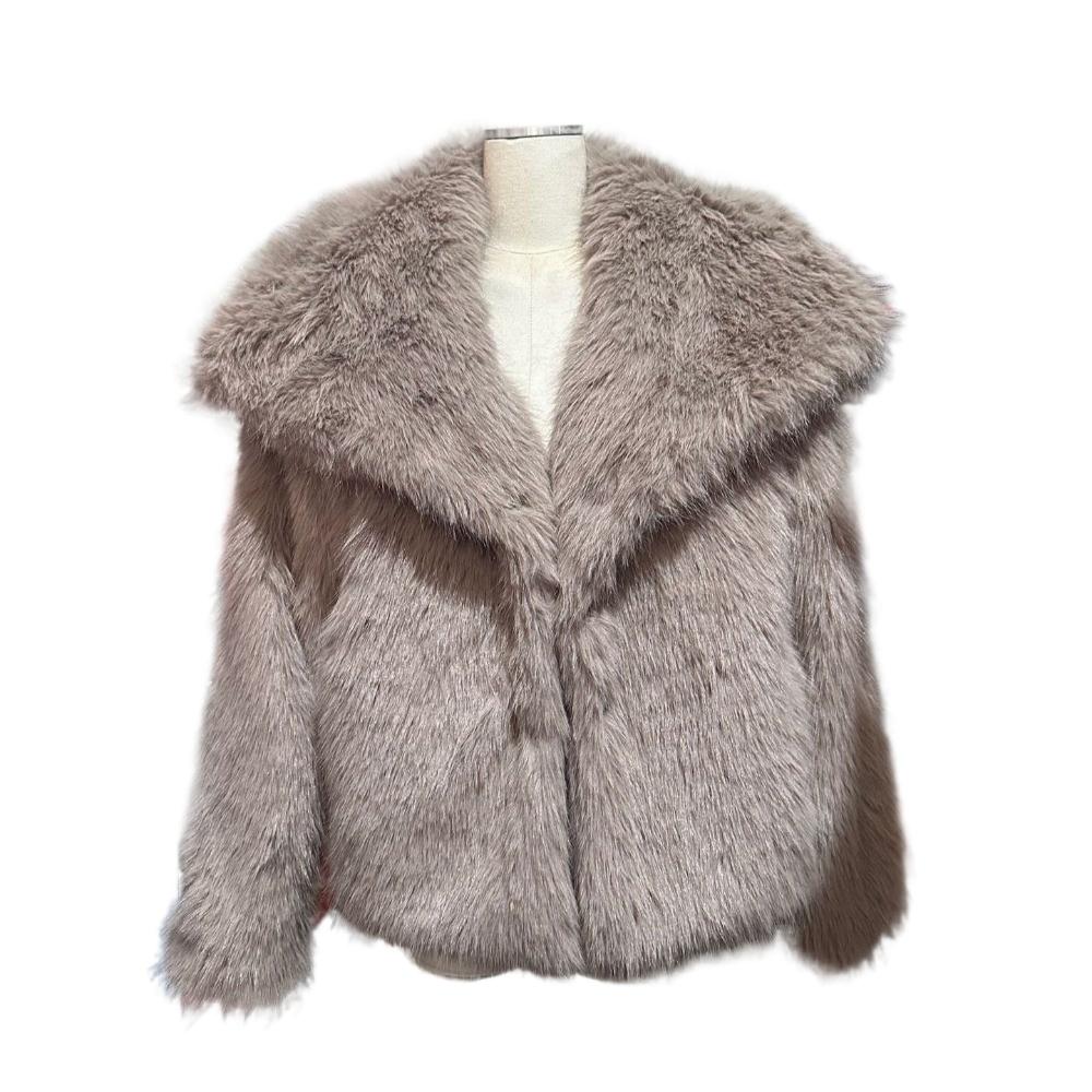 VAYLA Damski Płaszcz Jesienno-Zimowy ze Sztucznego Futra Pluszowy Puszysty Damska Kurtka Nowość Odzież Wierzchnia Biały Czerwony Szary Czarny Mieszanki Wełny Płaszcze