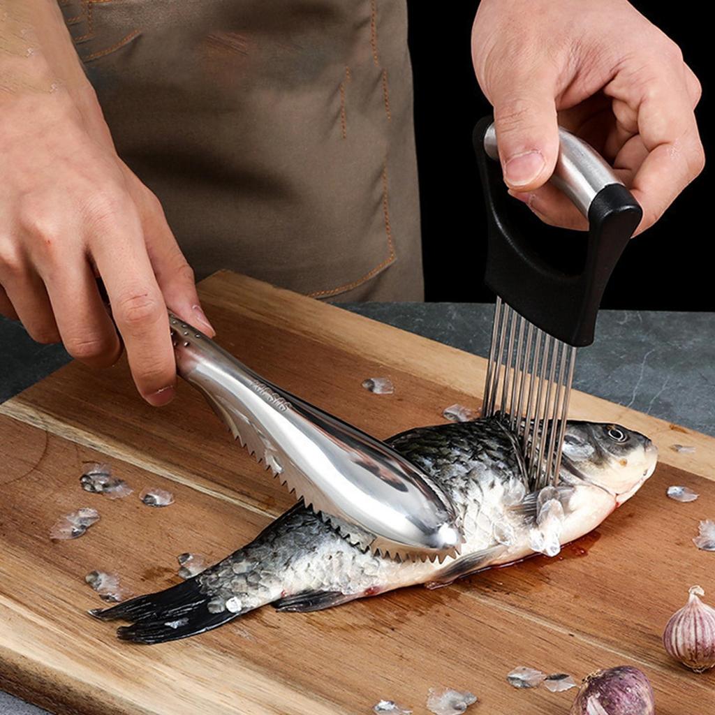 Fish Scale Remover Stainless Steel Ergonomic Handle Seafood Cleaning Aid Fish Skin Graters For Home Kitchen Restaurant Hotel