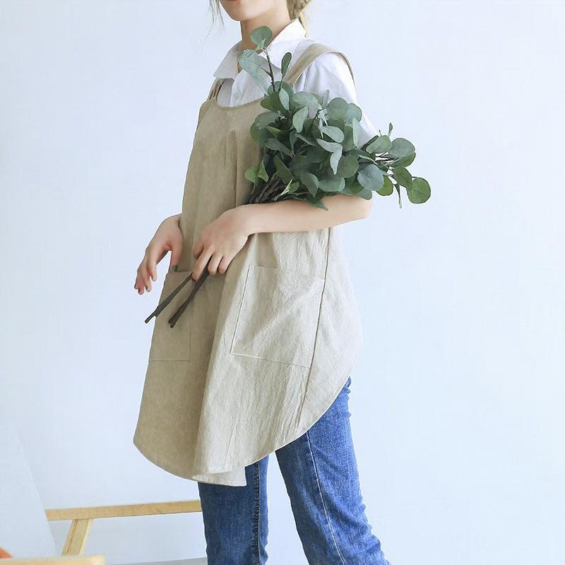 Cross Back Aprons For Women, Smock Apron With Pockets Cute Gardening Dress Crossed Aprons For Women With Pockets Aprons