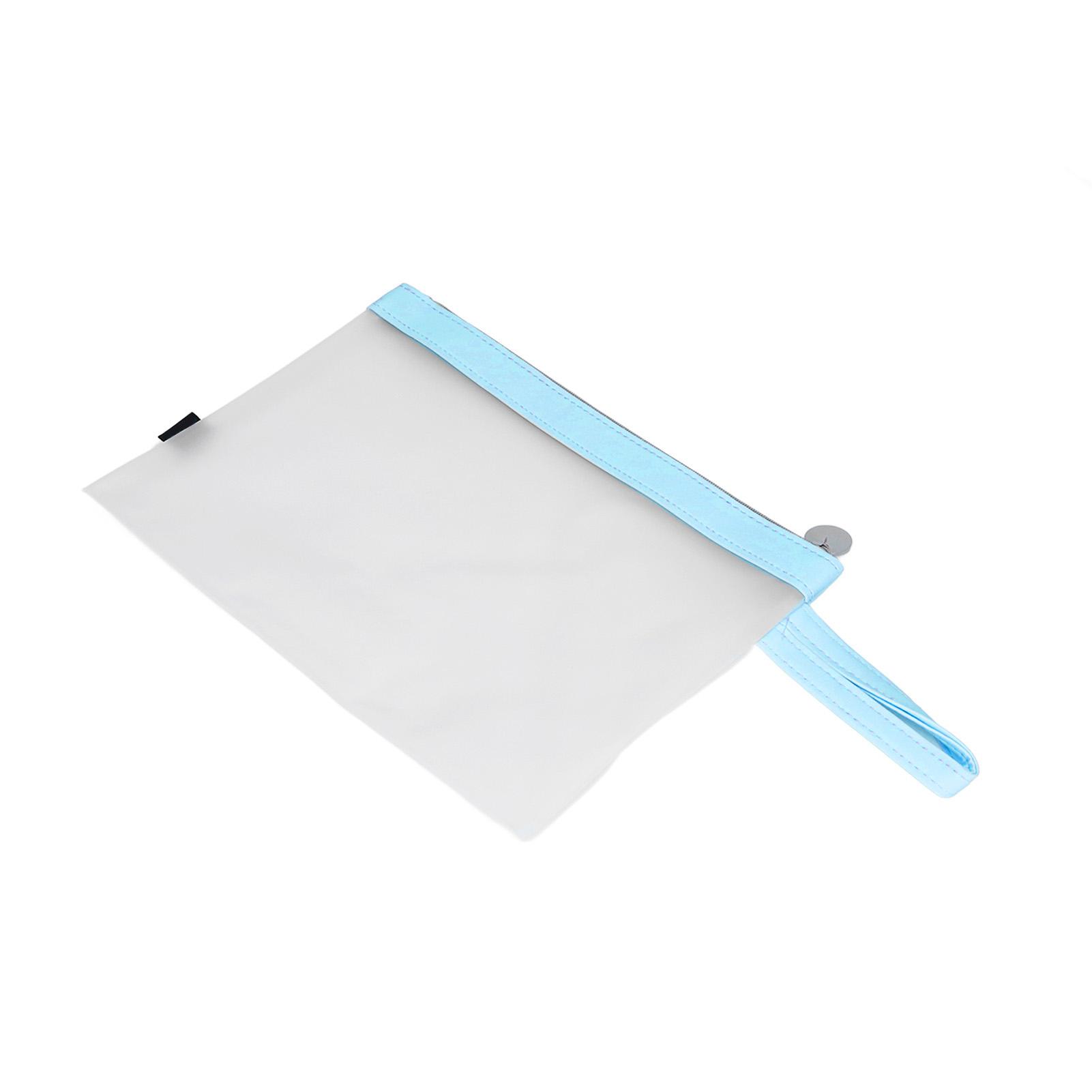 Zipper File Bag Easy Carry Frosted Material Feel Comfortable Transparent A4 Waterproof Folder BagsBlue