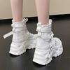 Fashion Luxury Platform Ankle Boots Women Chunky Thick Sole Lace Up Motorcycle Boots for Women Light Cozy Non-slip Shoes Botas De Mujer
