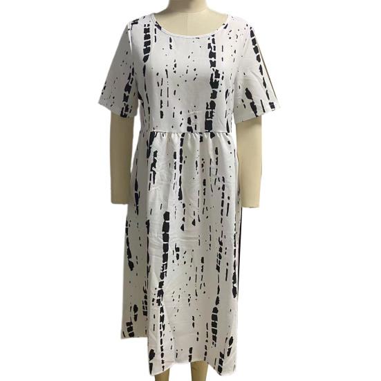 Beliebtes lockeres Damenkleid, O-Ausschnitt, hohe Taille, waschbar, Damen, Einkaufen, lässig, Midi-Kleid, Hochzeit