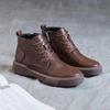 Spring and Autumn Winter Leather Thick Bottom Women's Retro Plus Velvet Round Head Short Boots Casual Breathable Low Cut Boots