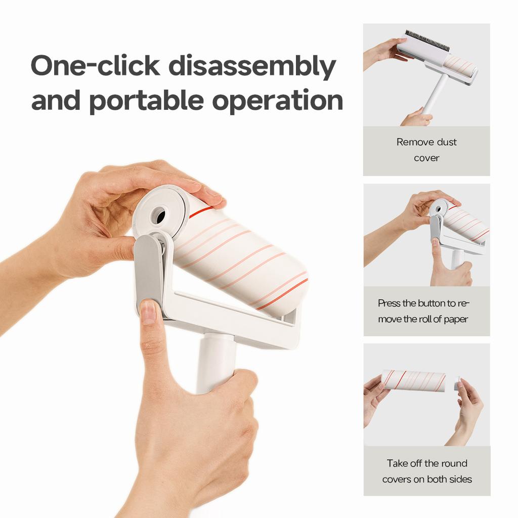 Innowell Manual Lint Roller Brush Sticky Paper Lint Remover with Telescopic Aluminum Pole Portable Hand Held Hair Remover