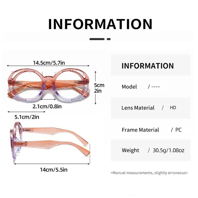 Colorful Large Round Frame Reading Glasses Women Men New Stylish Far Sighted Eyewear High Quality Prescription Glasses 0+1.0+4.0