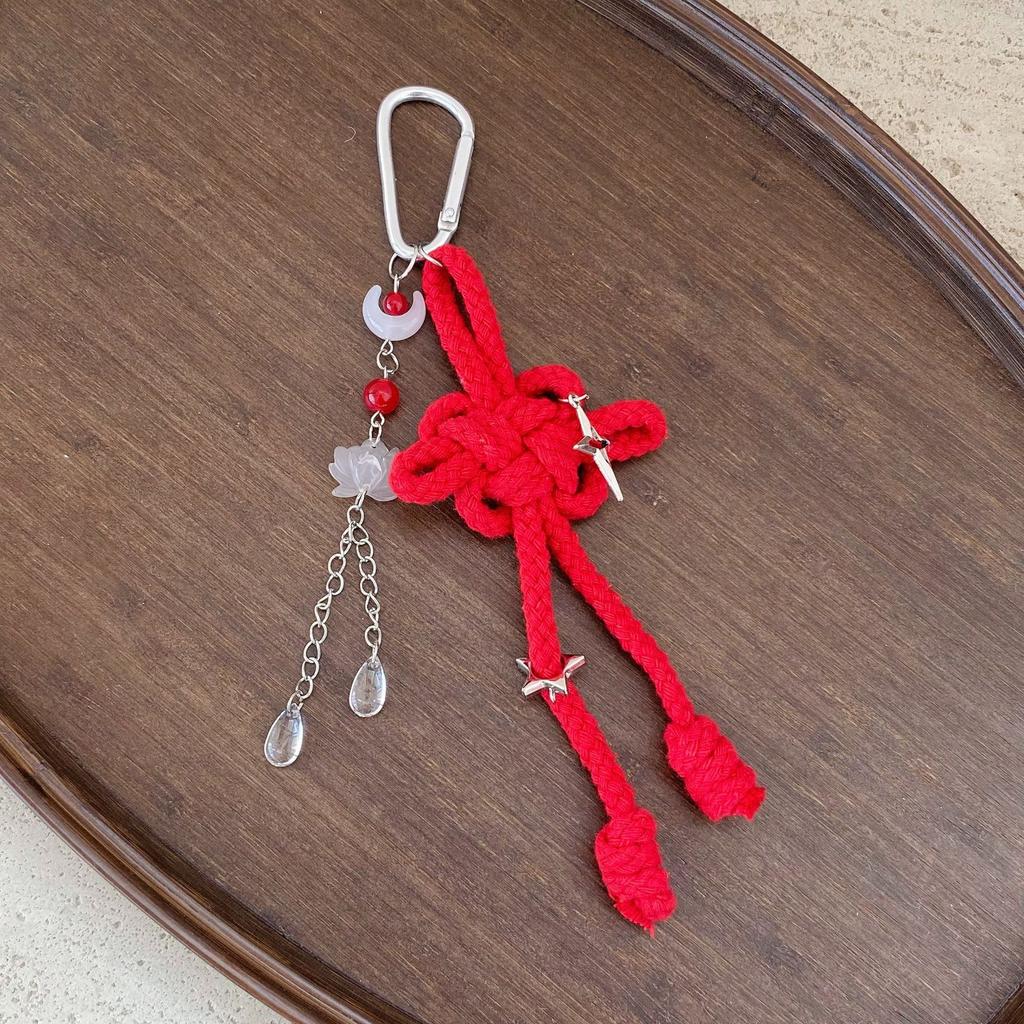 1Pcs Chinese Style Ruyi Pendant Handwoven Nylon Rope Chinese Knot Keychain Bag Hanging Decoration Men'S Car Keyring