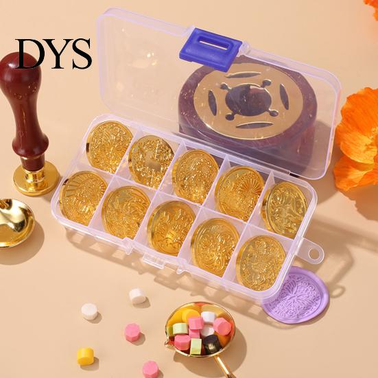 Vintage Wax Seal Stamp 10 Pcs Head Replacements, Flower Pattern Sealing Retro Brass Heads for Envelope, Invitations, Wedding, Gift Packing,