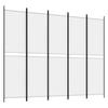 Vidaxl 5-Panel Room Divider, White, 250X200 Cm, Fabric