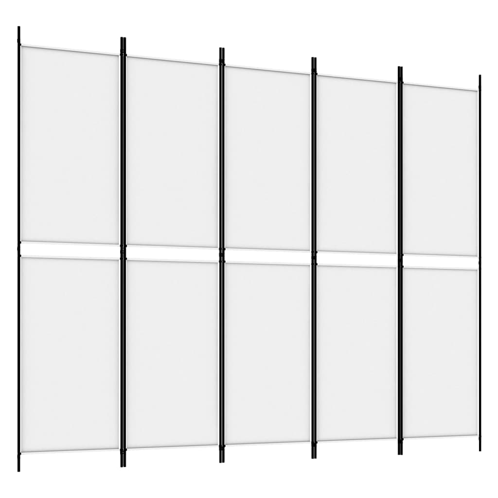 Vidaxl 5-Panel Room Divider, White, 250X200 Cm, Fabric