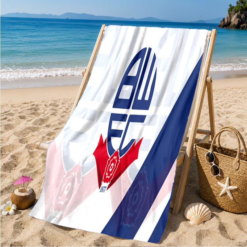 Bolton Wanderers Crest Design Beach Towel Microfiber Beach Towel, Lightweight and Quick-Dry, for Summer Travel, Swimming Pool Fan Birthday Gift