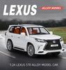 1/24 Lexus LX570 SUV Alloy Car Model Diecasts Metal Off-road Vehicles Car Model Sound Light Simulation Childrens Toy Gift