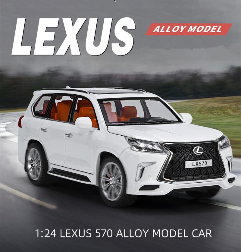 1/24 Lexus LX570 SUV Alloy Car Model Diecasts Metal Off-road Vehicles Car Model Sound Light Simulation Childrens Toy Gift