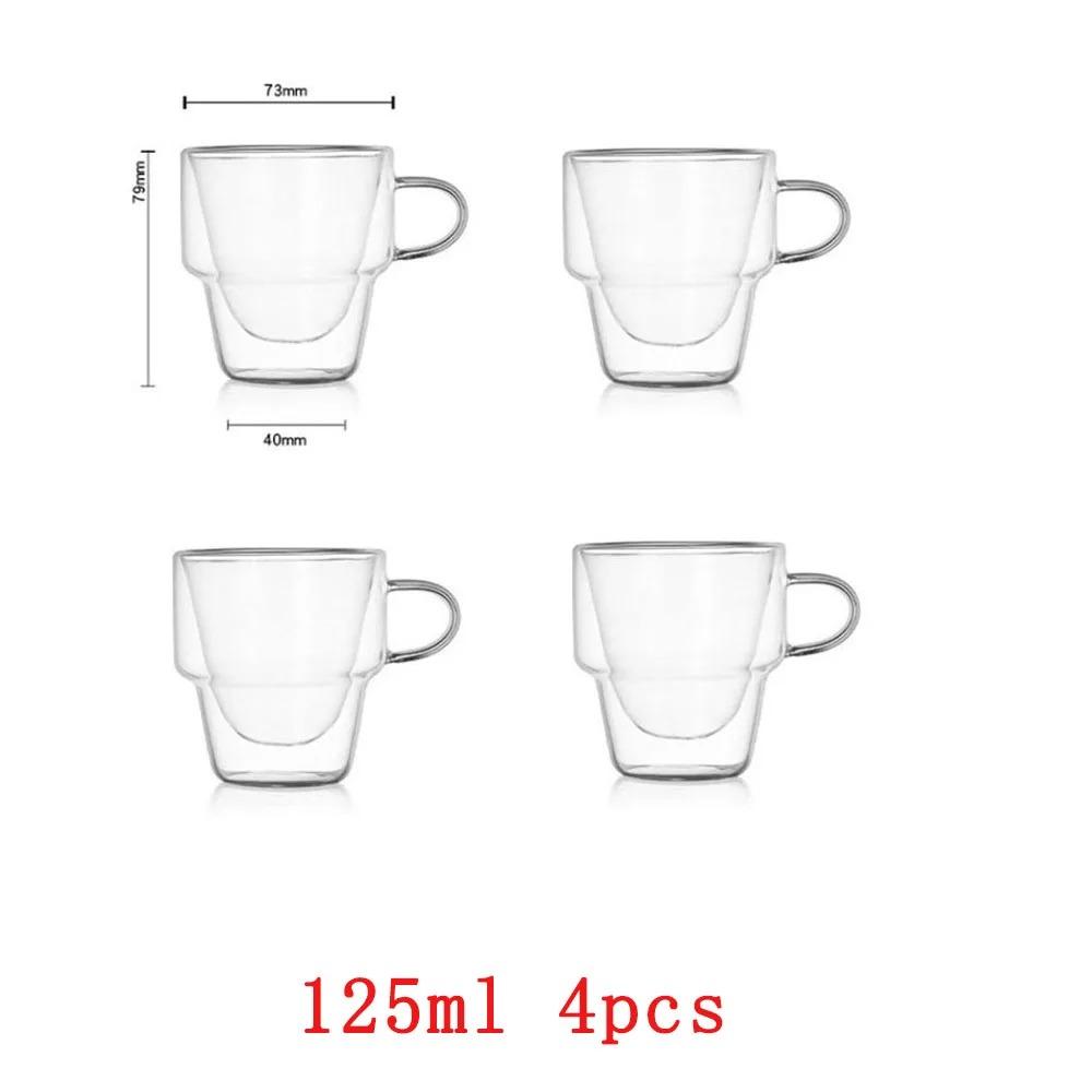 Double Wall Stackable Glass Cup Creative Thickened Models of Household Water Cup Borosilicate Heat-resistant Glass Coffee Cups