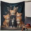 Kittens Under Starry Sky Fleece Blanket Cute Cats Print Throw Soft Cozy All Season Bedding Home Decor Gift For Cat Lovers