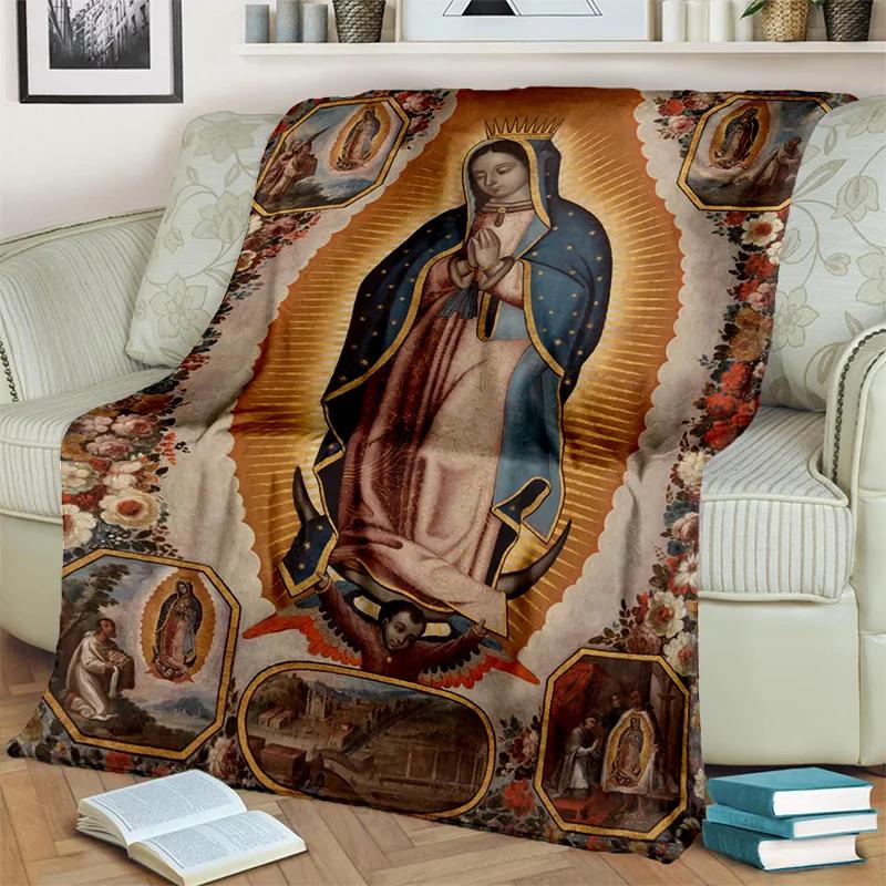 3D Blessed Virgin Mary Jesus HD Blanket,Soft Throw Blanket for Home Bedroom Bed Sofa Picnic Travel Office Rest Cover Blanket Kid