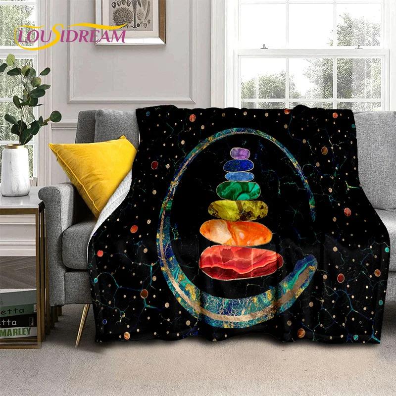 3D Yoga Meditation Rainbow 7 Chakra HD Soft Flannel Blankets,Throw Blanket Comfortable Blanket for Picnic Beds Home Bedroom Gift