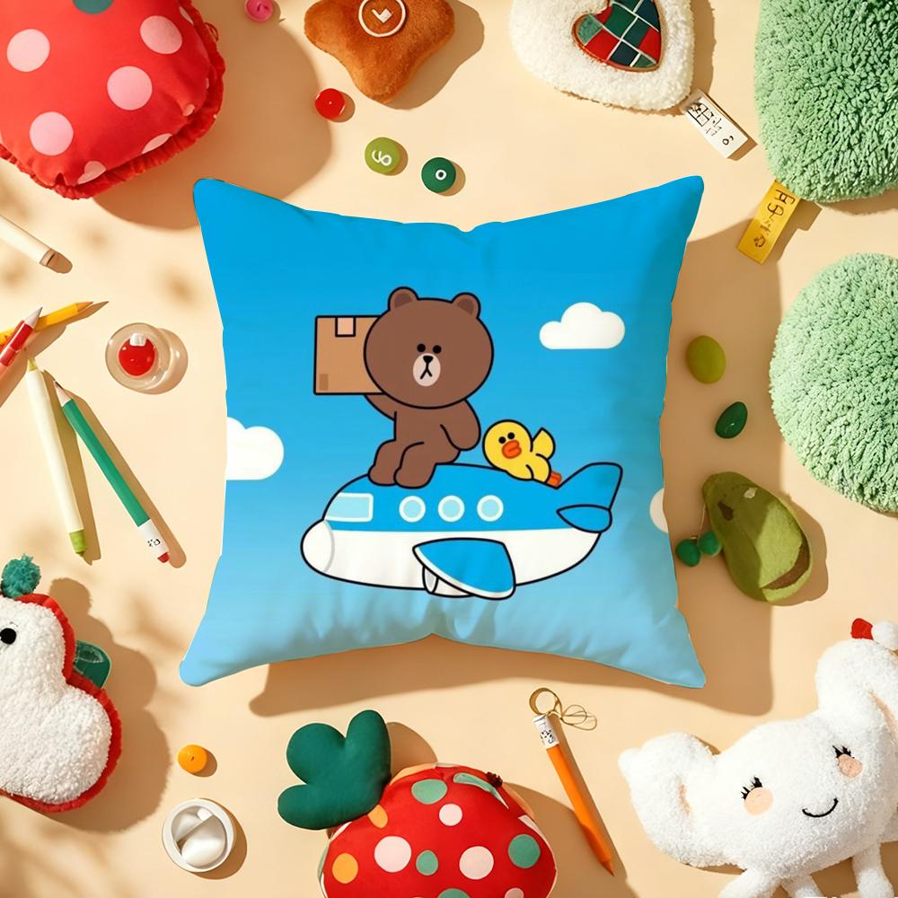 Kingdom L-Line F-Friends Pillow Case Plush Fabric Soft Double-Sided Printed Sofa Warm Winter Home Gift Cushion Cover