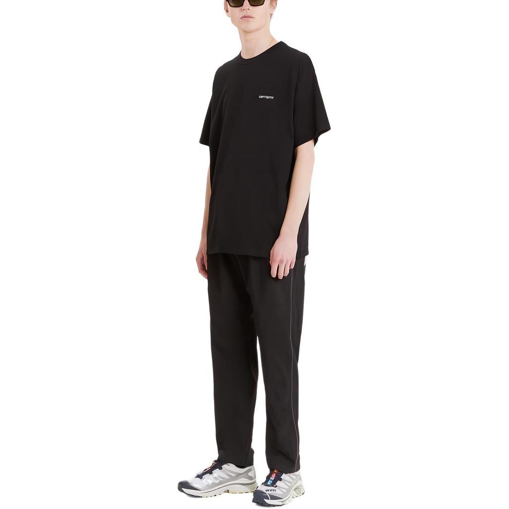 Carhartt WIP Einfarbiges T-Shirt mit Logo-Stickerei, Rundhalsausschnitt, Kurzarm, Herren Oberteile, Schwarz, I030435-0D2-XX