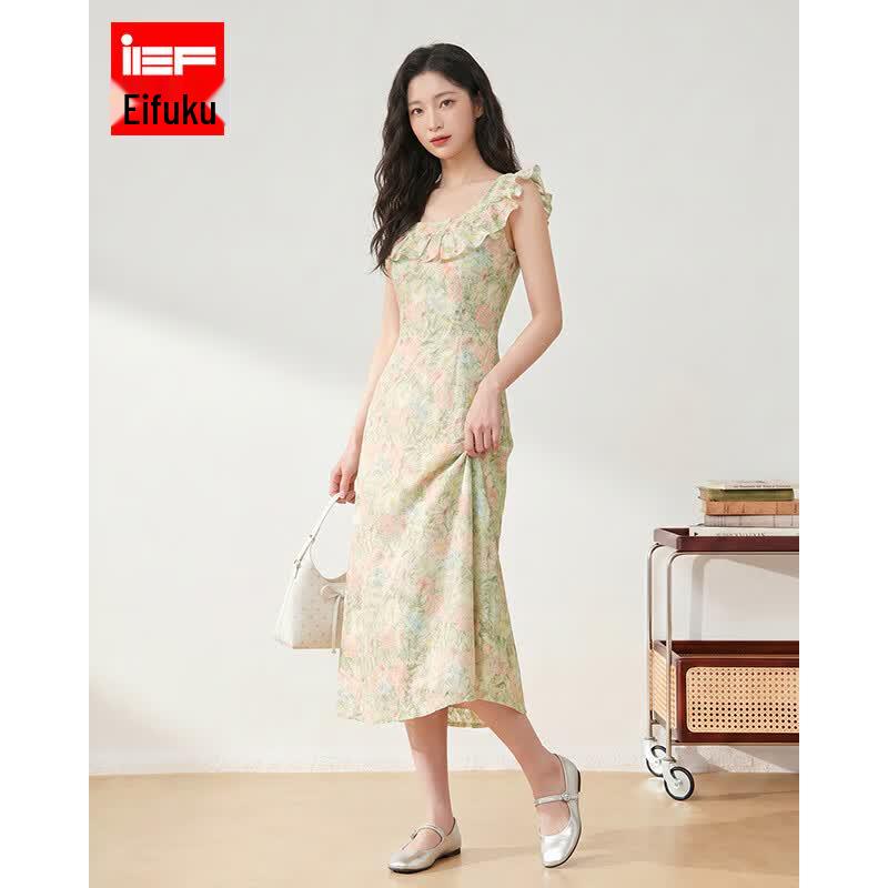 IEF 2026 Summer Elegant Sleeveless Midi Dress S