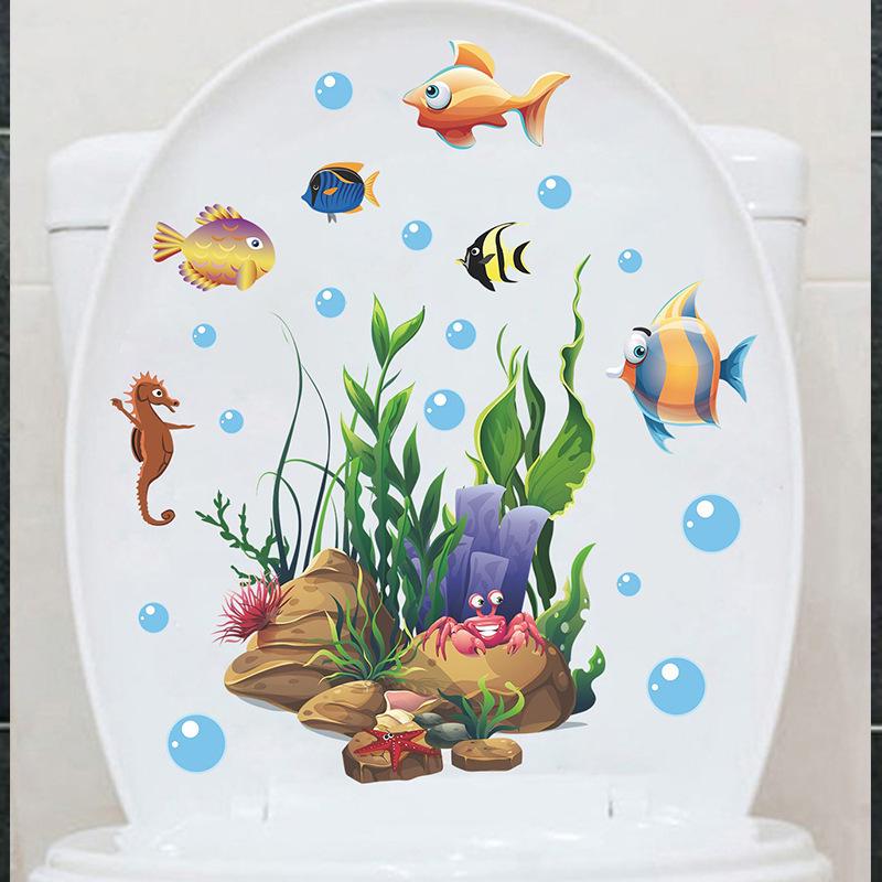 Creative Cartoon Marine Life Self-Adhesive Bathroom Wall Sticker