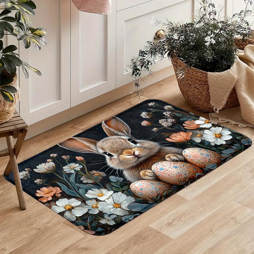 1 Stück Anti-Ermüdungs-Küchenteppiche, Osterhase-Ei-Druck Wasserdicht Rutschfest Dick Gepolsterte Küchenmatte Schwerlast-Komfort-Stehmatte für Küche