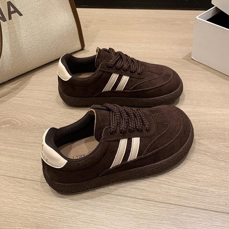 Europese dikke zool imitatieleer Duitse trainingsschoenen dames 2025 herfst nieuw high-end Hong Kong stijl retro casual board schoenen sportschoenen