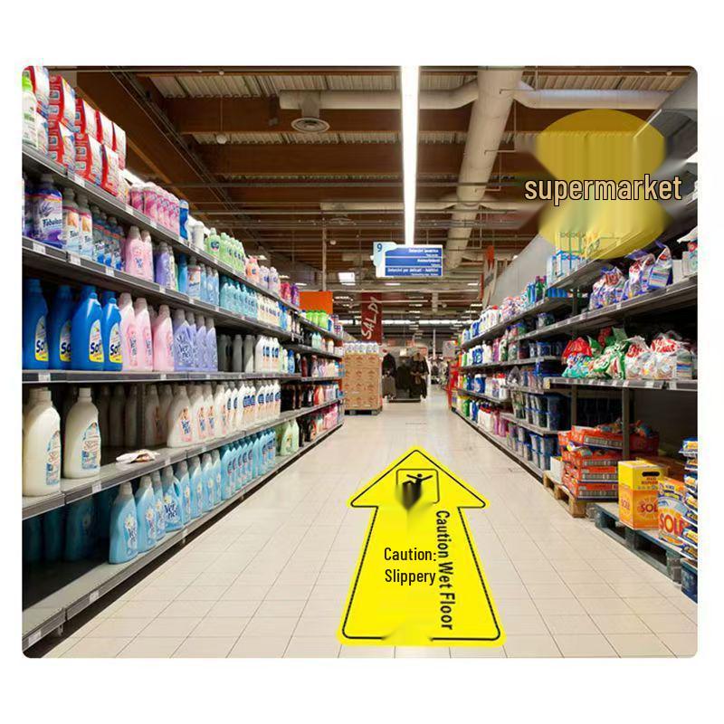 Slippery Floor Warning: Arrow Sticker for Caution and Trip Hazard