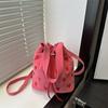 New shoulder messenger bag embroidered love strap handbag with beautiful texture bucket bag woman