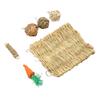 Hamster Chew Toy Set Relieve Boredom Teeth Grinding Rabbit Grass Mat Ball Chewing Toy for Guinea