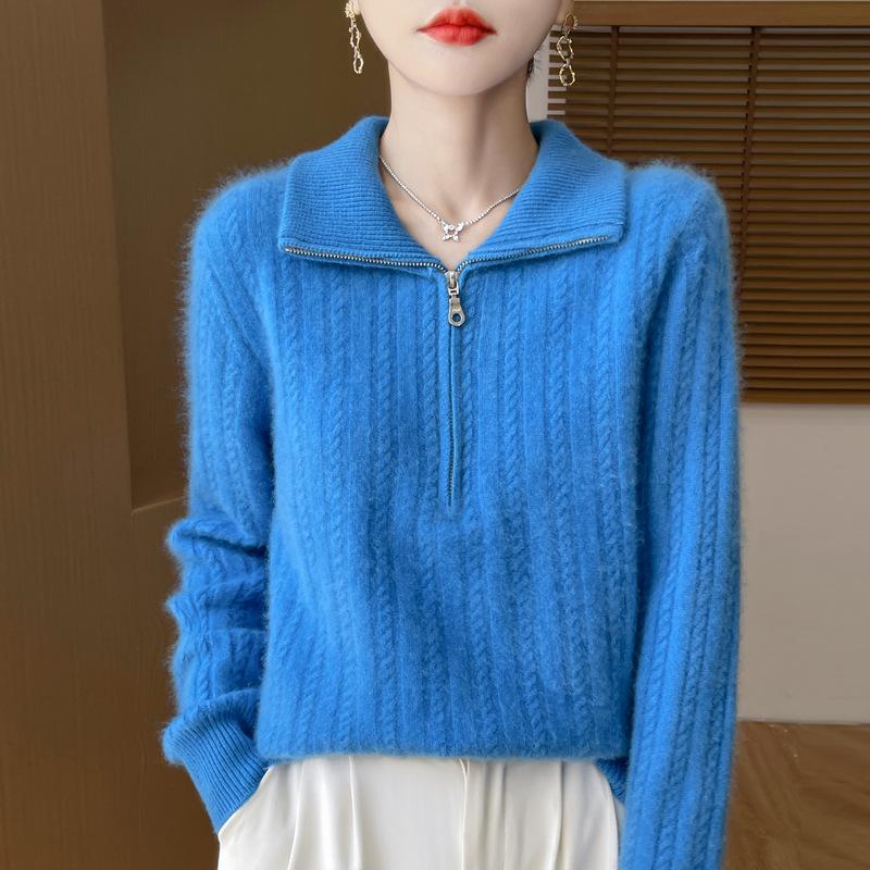 Thickened Lapel 100 Cardigan for Women In Autumn and Winter Style High-end Style Loose Knitted Base Shirt Skin-friendly and Comfortable Sweater