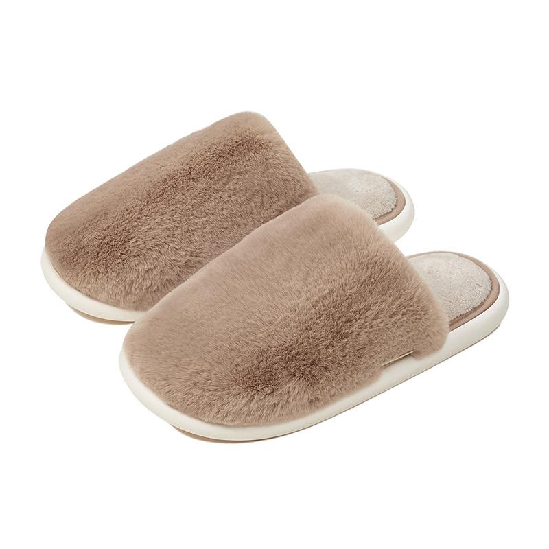 

Premium cotton slippers women s winter indoor home fluffy plush warm floor silent men s non-slip 44-45 (suitable for 43/44 feet) какао коричневий колір
