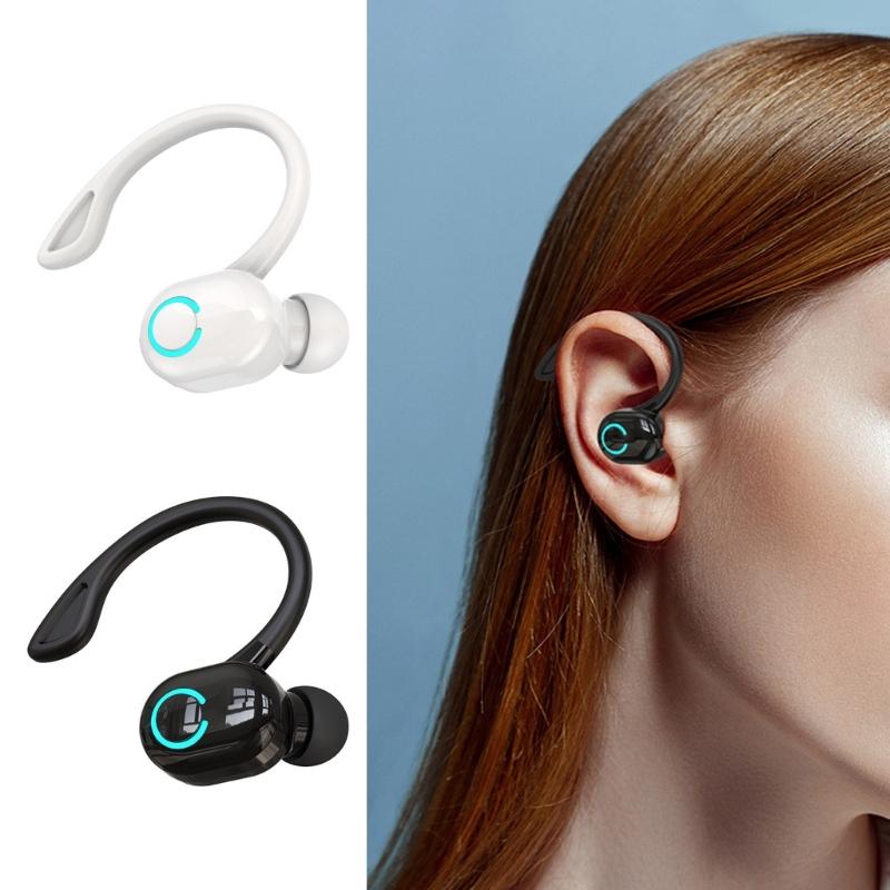 Wireless Earbuds with Earhooks Bluetooth-compatible Single Earphone Business Headphone Over Ear Buds Long Battery Life