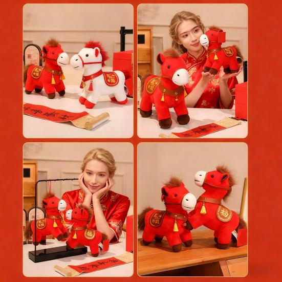 Zodiac Horse Theme Doll Good Luck 2026 Blessings PP Cotton Filling Doll Auspicious Horse Soft Toy Home Decor