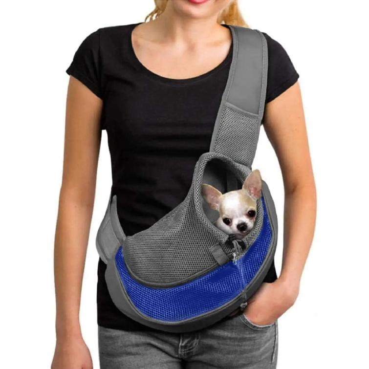 Haustier-Tragetasche für kleine Hunde & Katzen – Freihändige Welpen-Tragetasche mit Sicherheitshaken, Große Reißverschlusstasche, Weiches atmungsaktives Netz
