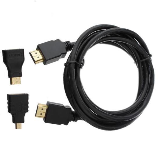 3 in 1 High Clarity High Speed HDMI-compatible to HDMI-compatible Cable + Micro HDMI-compatible Adaptor+ Mini HDMI-compatible Adapter